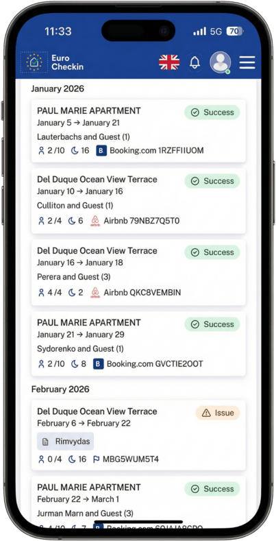 Online check-in and guest registration for eTuristas in Lithuania with Eurocheckin